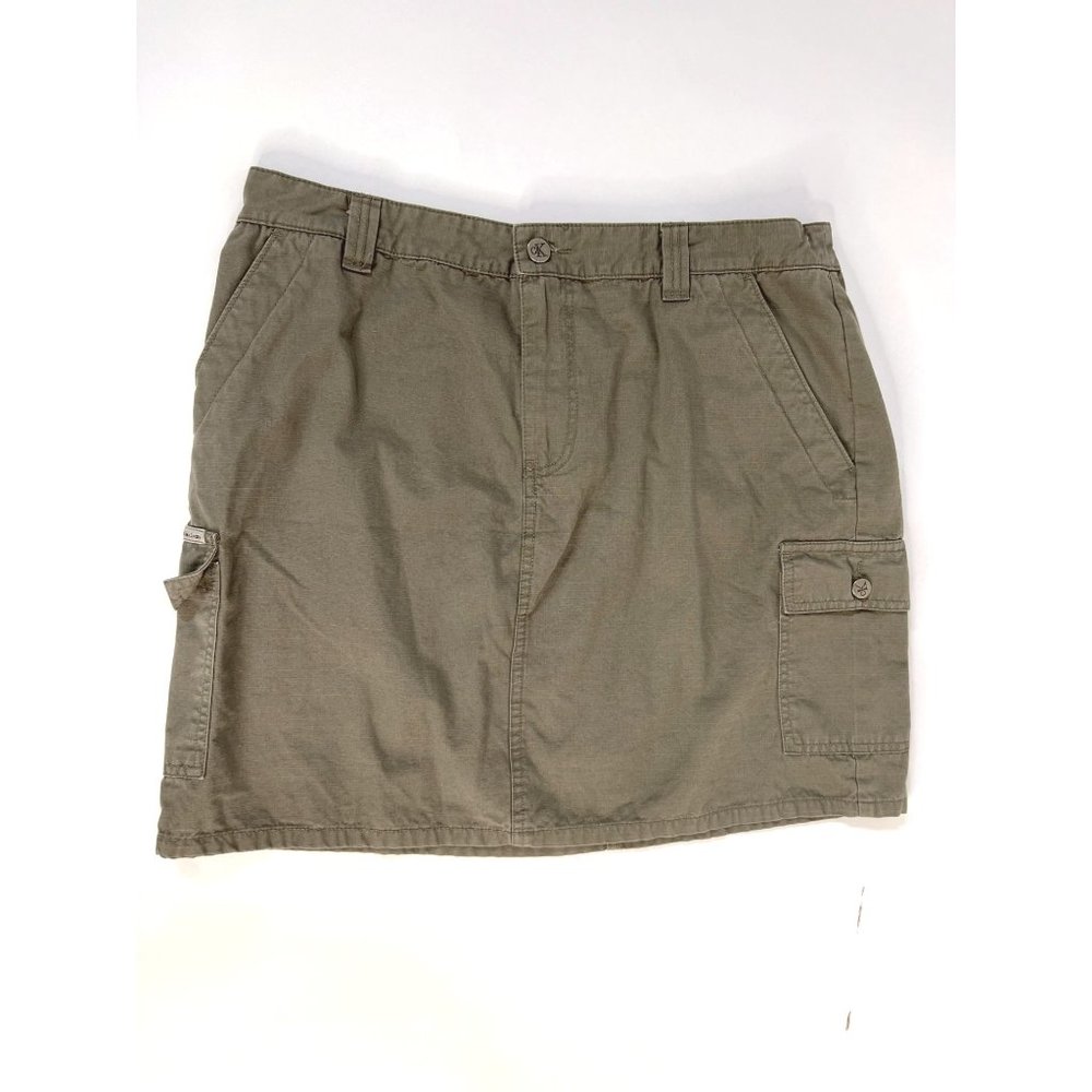 Calvin Klein Jeans Women’s Petite Khaki Everyday Cargo Mini Skirt Cotton sz 10